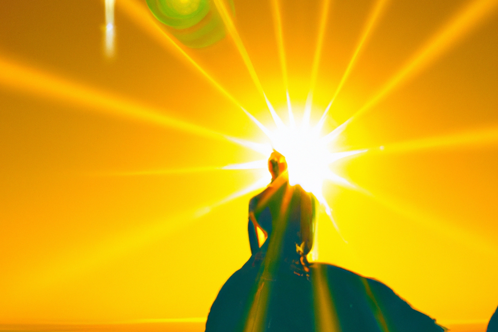 Spirituelle Aspekte der Psychotherapie Silhouette einer Person vor einem strahlenden Sonnenuntergang.